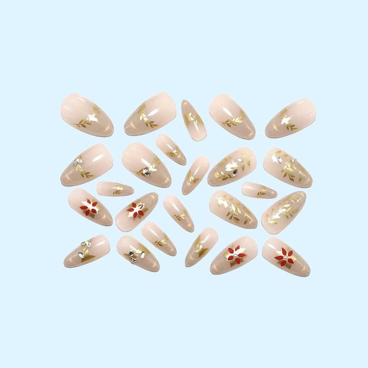 Elegant artificial nails with sparkling floral decorations Bowlift