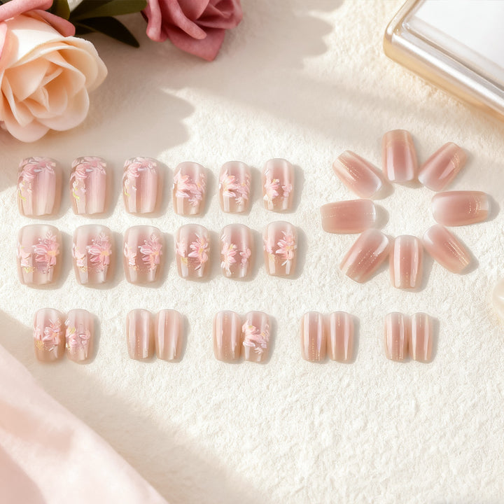 Floral Decorative Press-On Nail Set Bowlift 1787543207