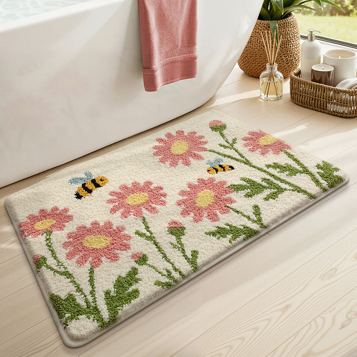 Floral Patterned Bath Mat Bowlift