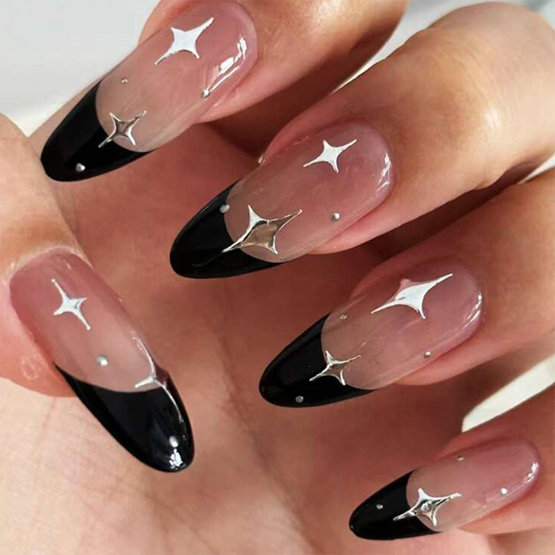 Elegant stiletto artificial nails with glitter accents Bowlift