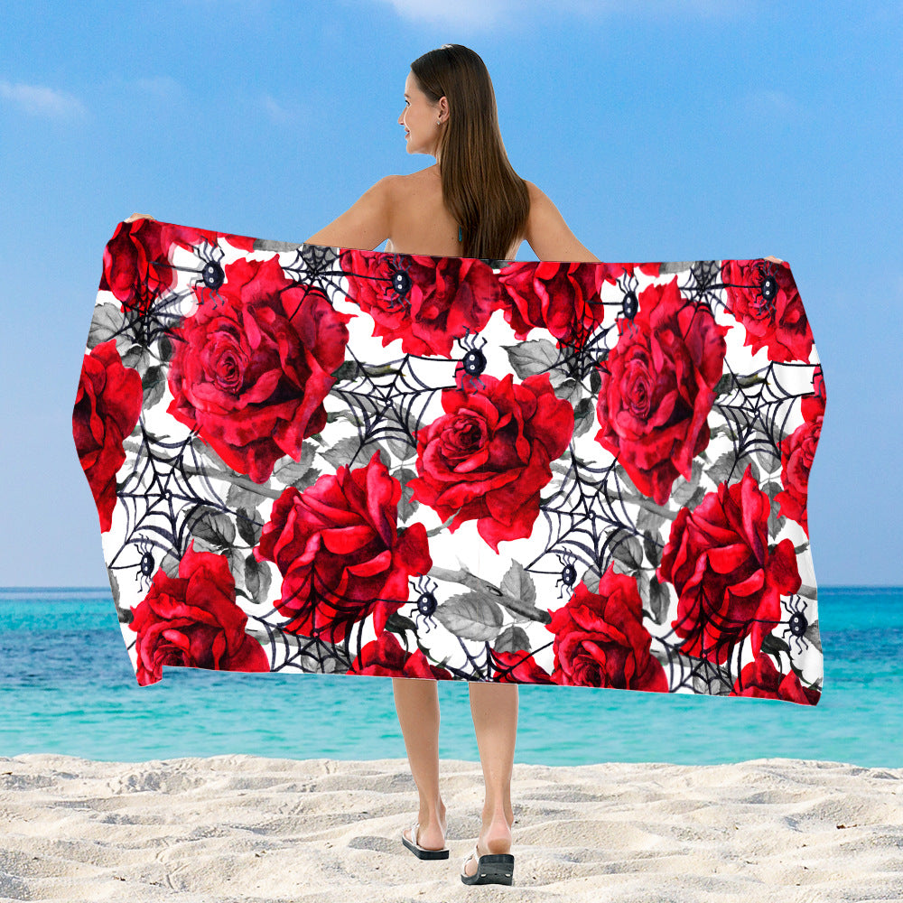 Beach towel with elegant floral watercolor design Bowlift