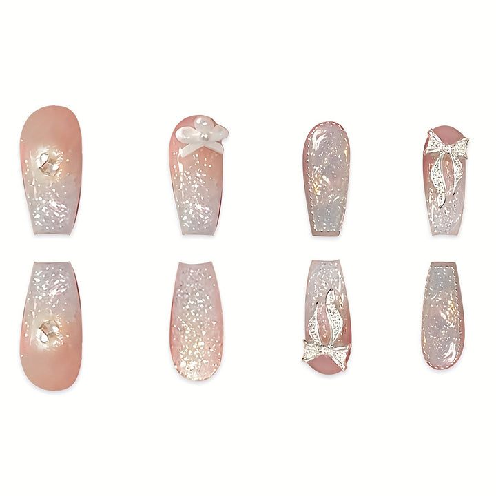 Glittery Bow-Embellished Press-On Nails Bowlift