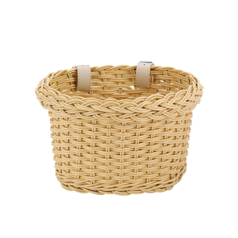 Woven Storage Basket with Vegan Leather Handles Bowlift