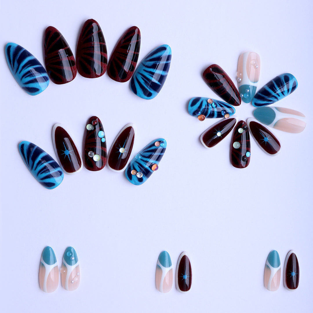 Artificial nails with elaborate 3D applications and colorful designs Bowlift