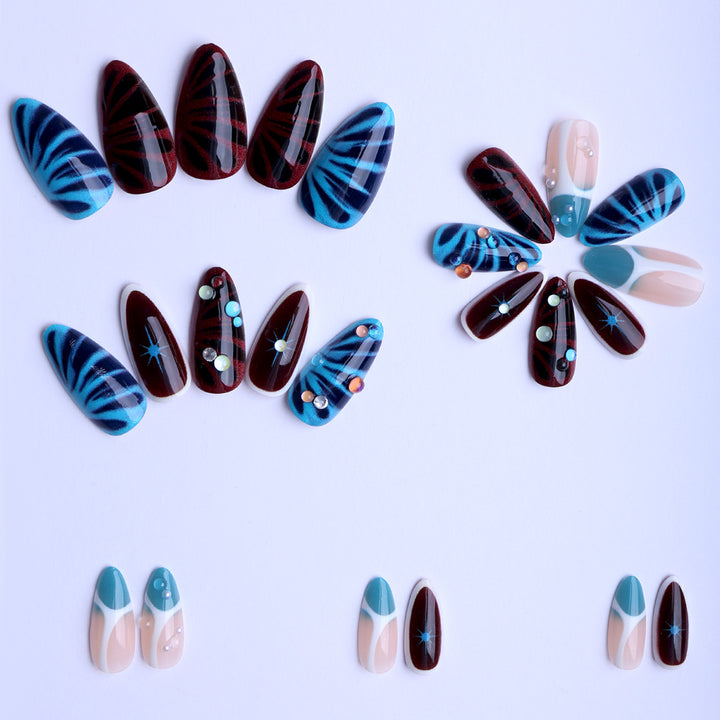 Artificial nails with elaborate 3D applications and colorful designs Bowlift