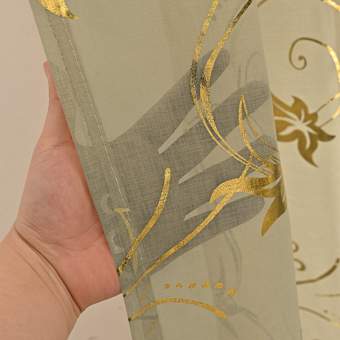 Artistic Floral Embroidered Sheer Curtain