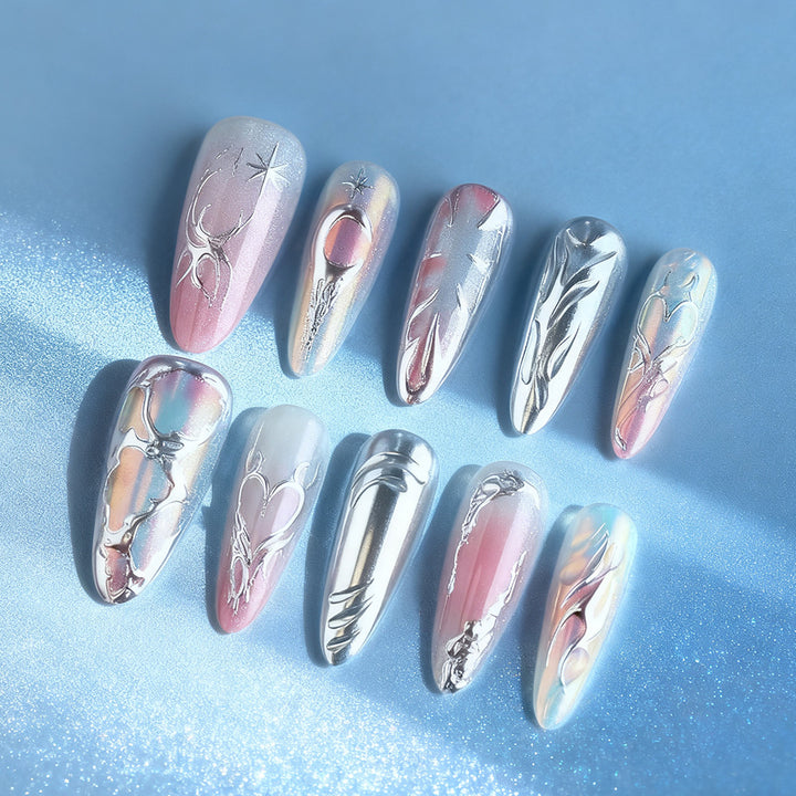 Artistic Metallic Nail Art Design Bowlift