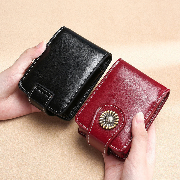 Vintage Leather Buttoned Coin Purse Bowlift