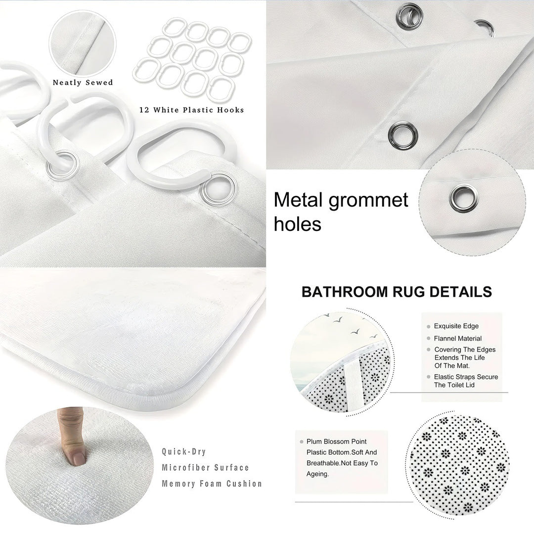 Coastal Lighthouse-Themed Four-Piece Bathroom Set Bowlift