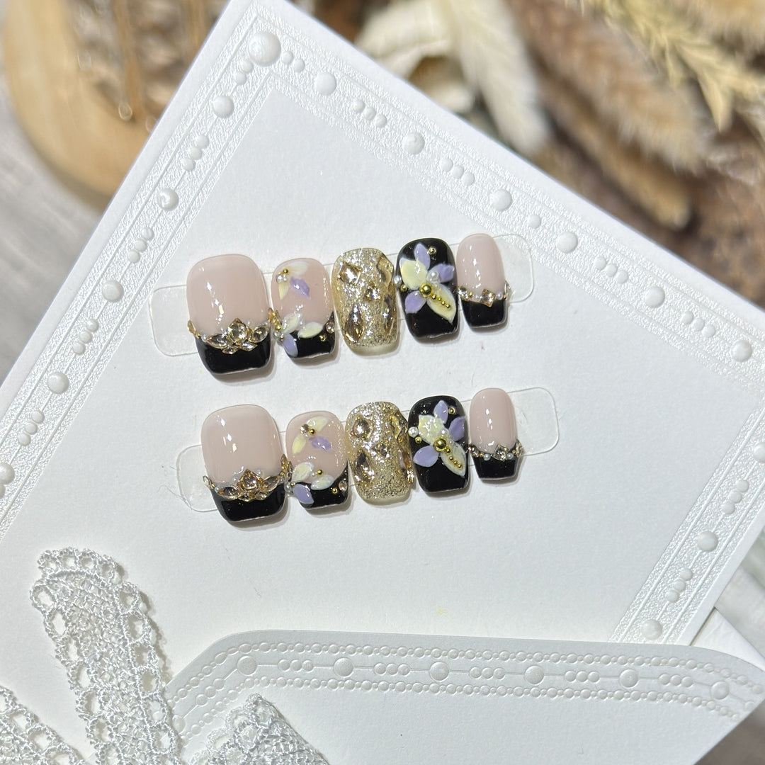 Decorative Floral Press-On Nail Art Set Bowlift 1788223891
