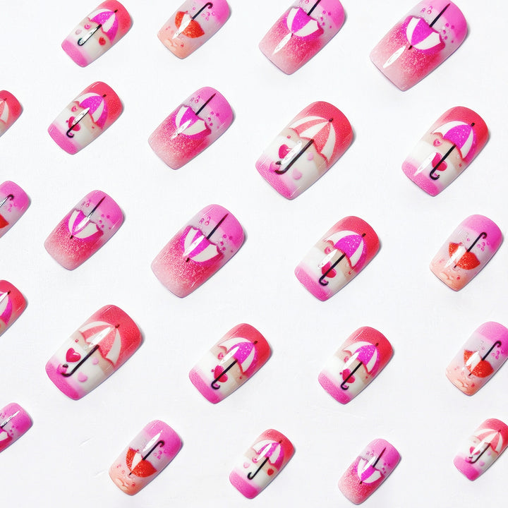 Artistic Umbrella-Themed Nail Art Bowlift