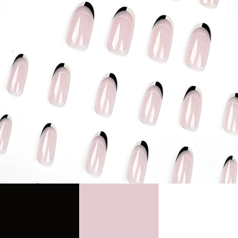 Artificial nail art with modern French-tip design Bowlift