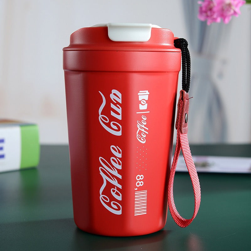 Women's insulated coffee cup with practical carrying device Bowlift