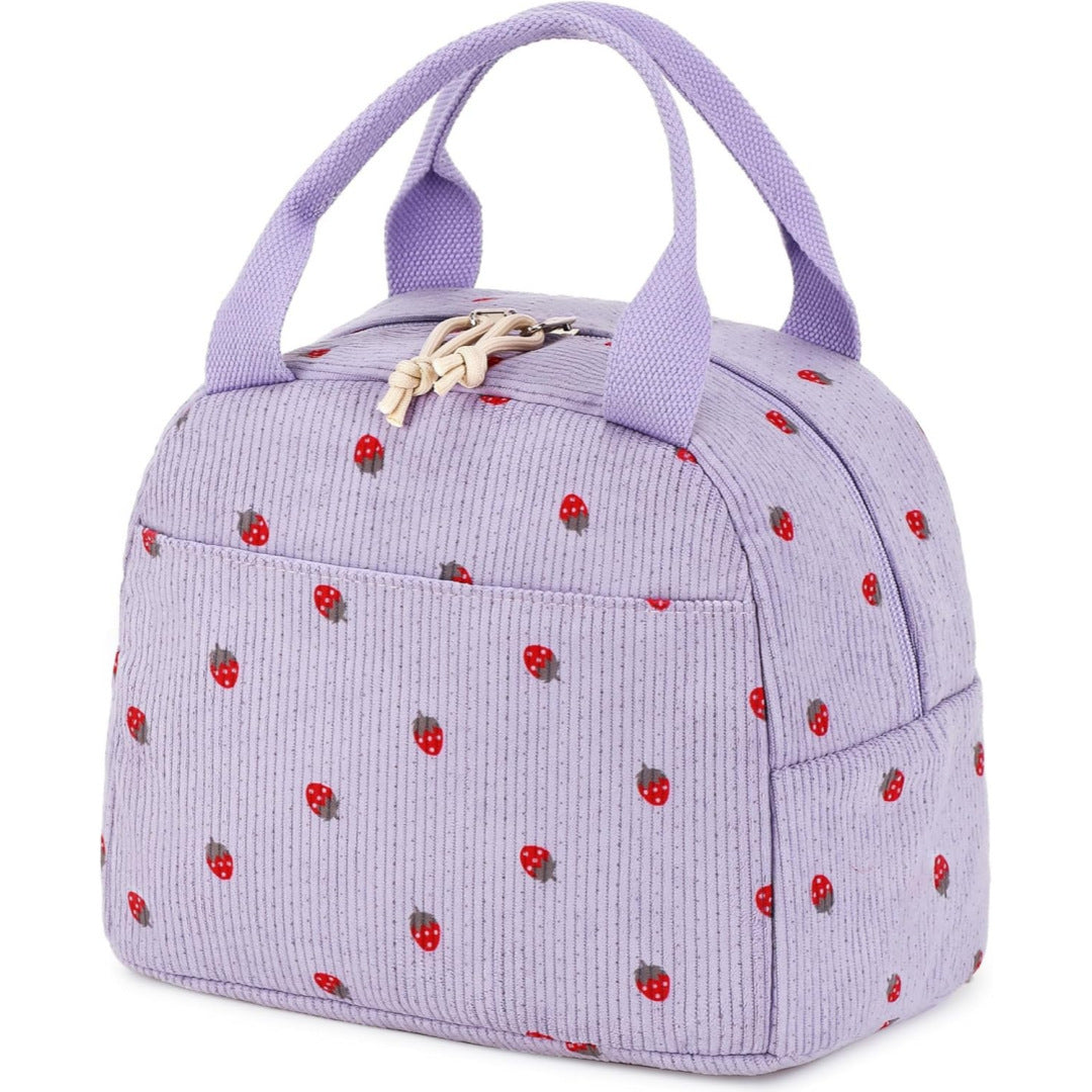 Charming Strawberry Print Insulated Lunch Bag