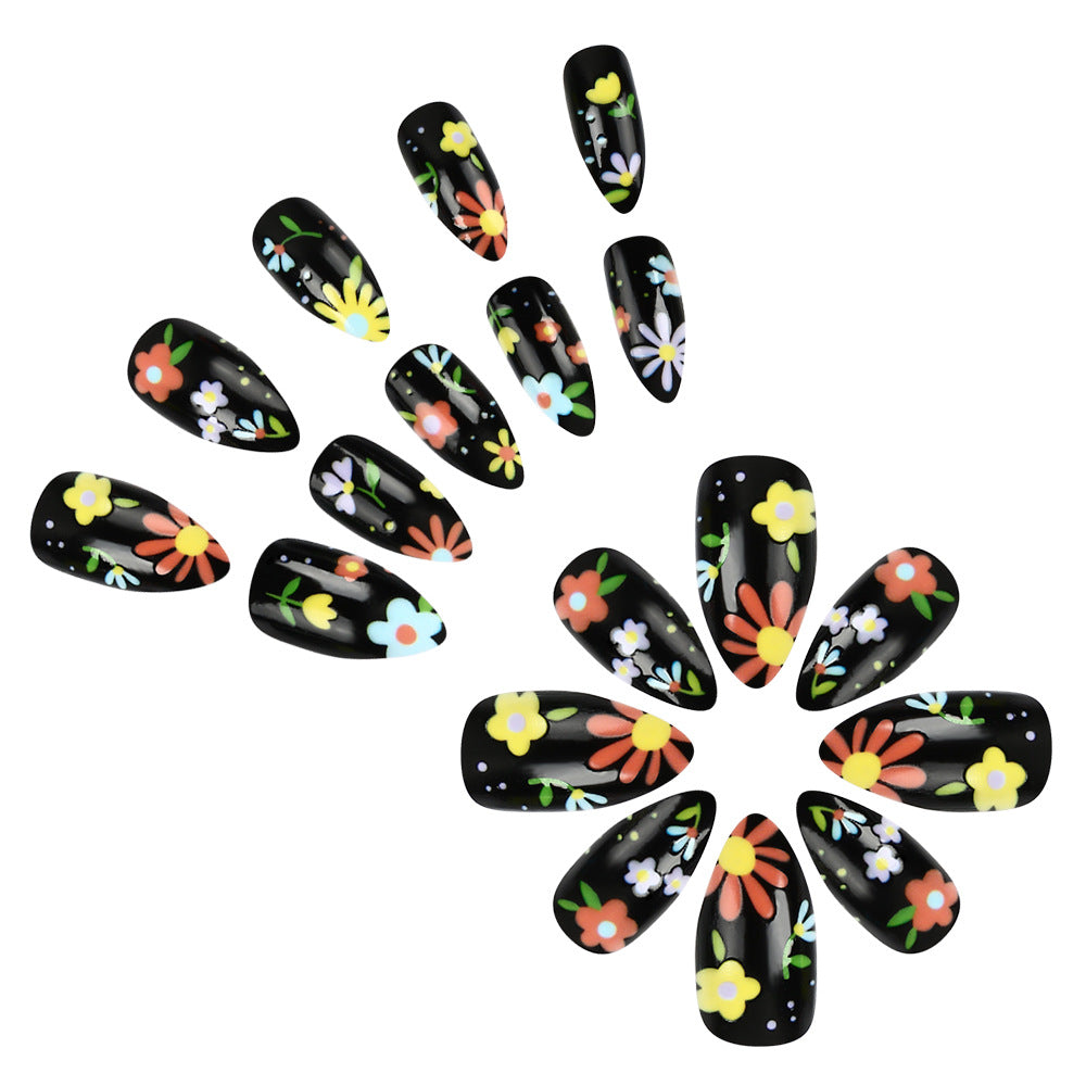 Floral Artistic Press-On Nails Bowlift