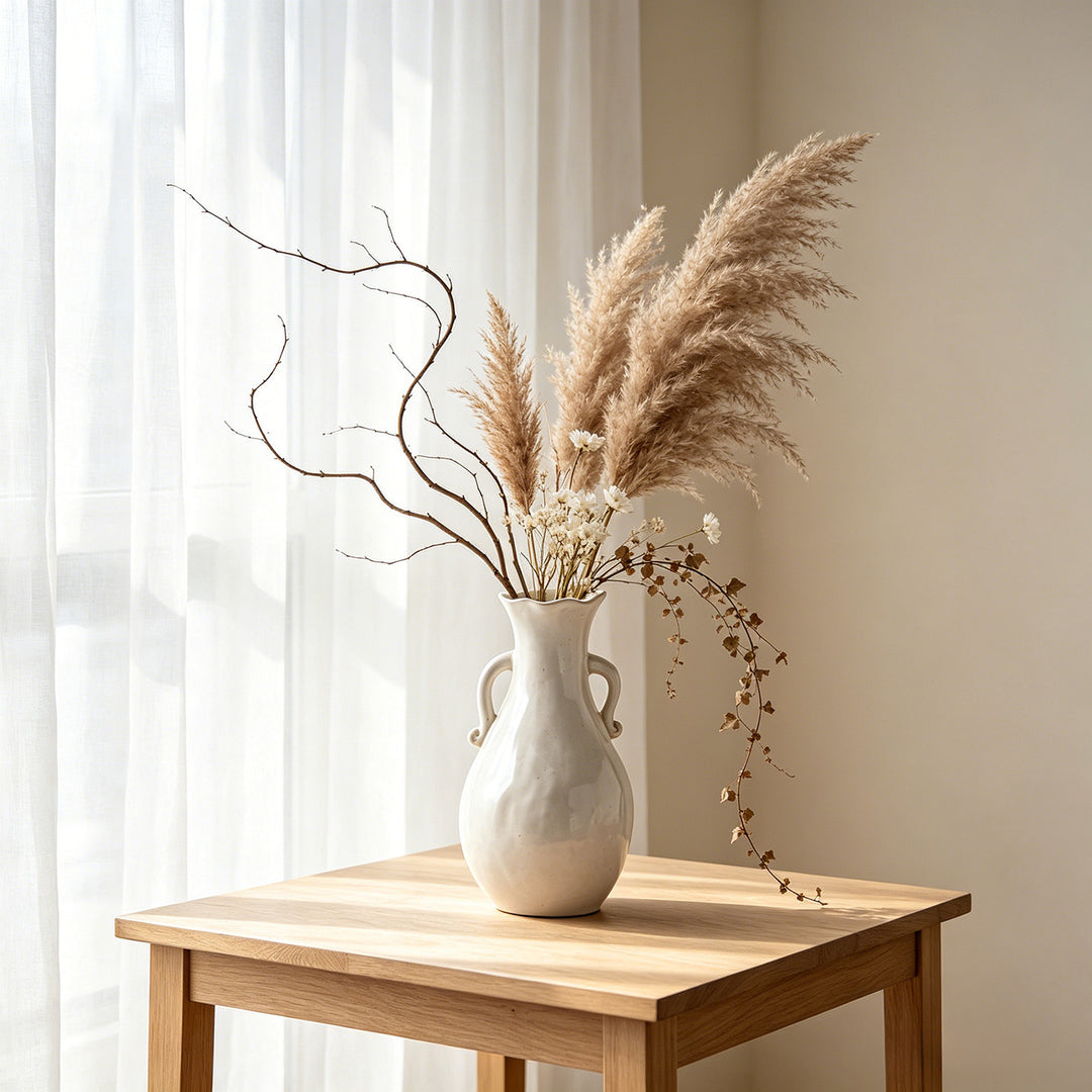 Handmade Textured Ceramic Pitcher Vase for Flower Arrangements