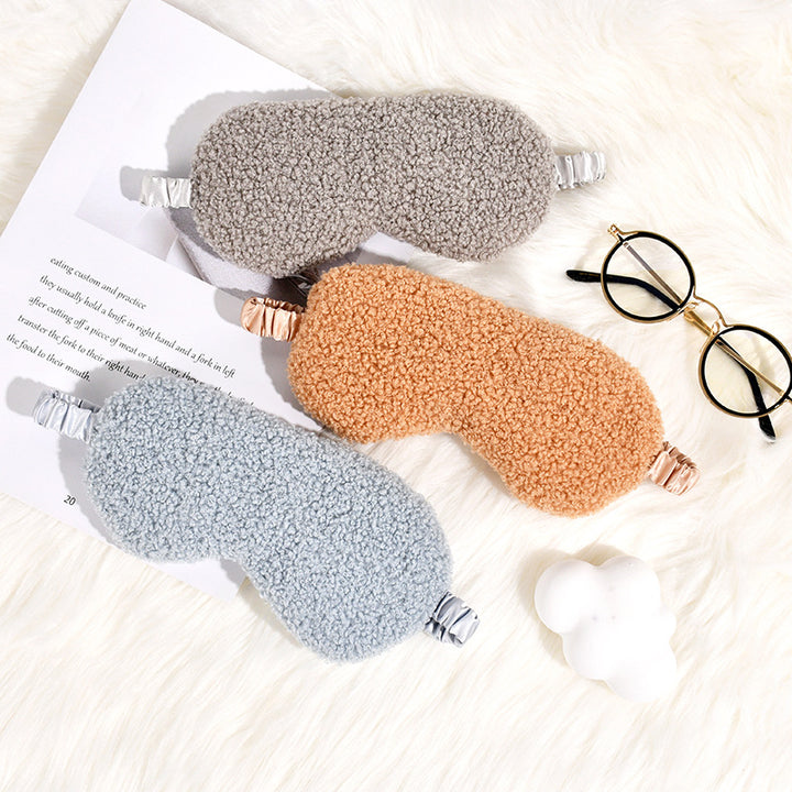 Women's cuddly thermo sleep mask made of teddy fleece with adjustable satin band Bowlift