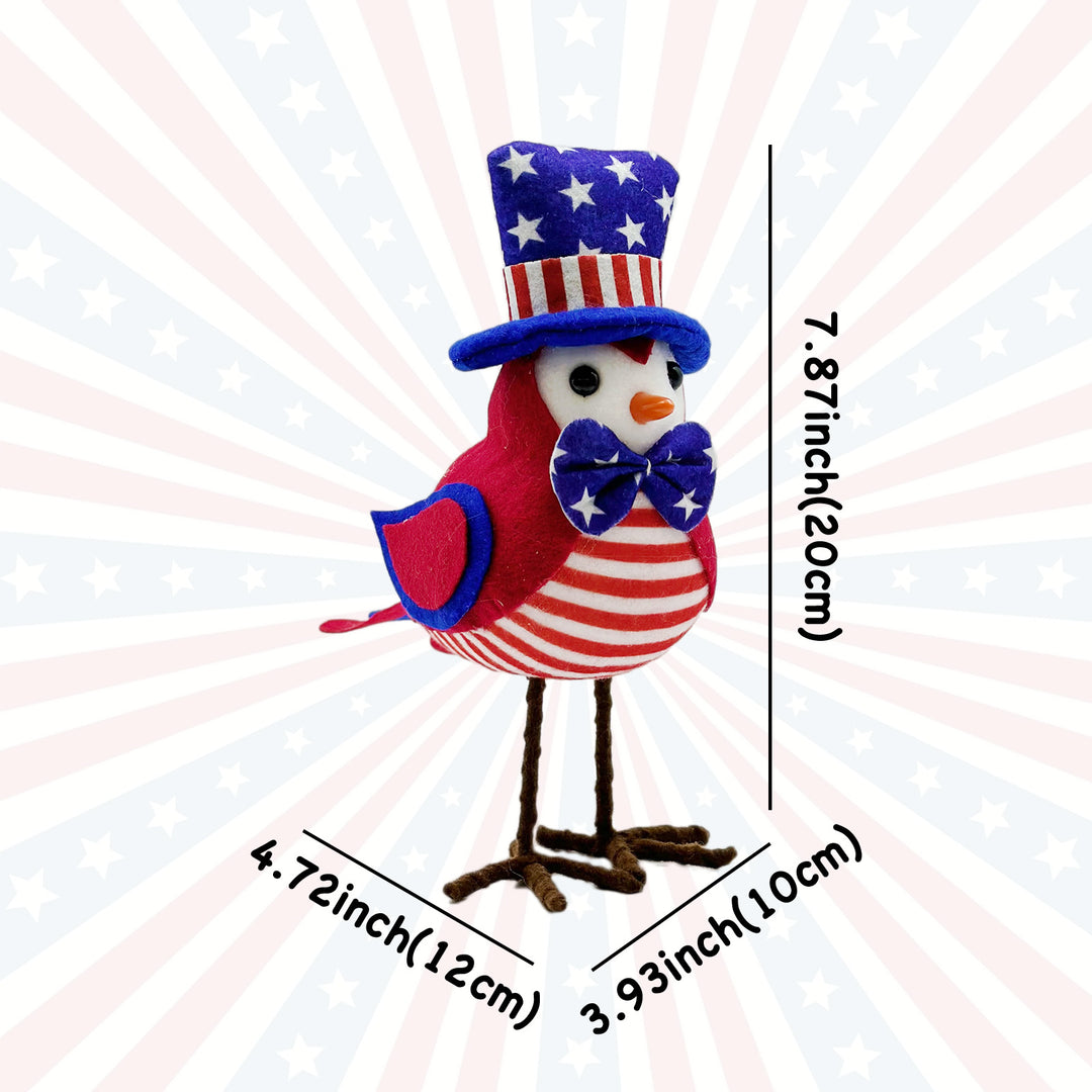 Unisex nan patriotic plush tabletop bird decor with wire legs and top hat Bowlift