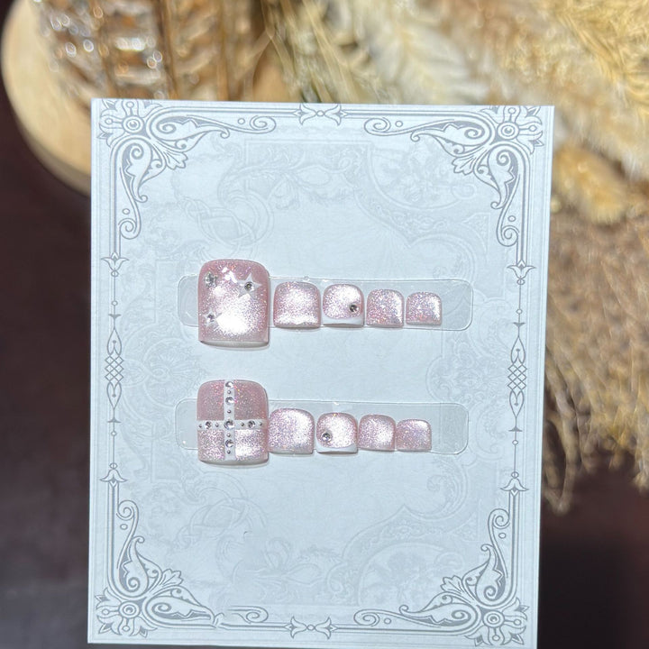 Floral-Themed Decorative Press-On Nail Set Bowlift