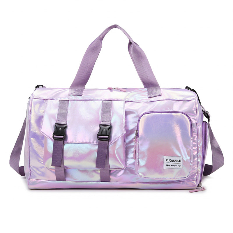 Fashionable travel bag with holographic surface and practical compartments Bowlift