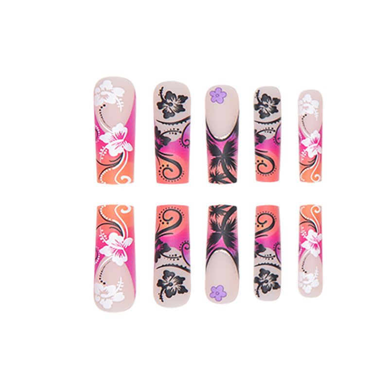 Tropical Floral Nail Art Extensions Bowlift