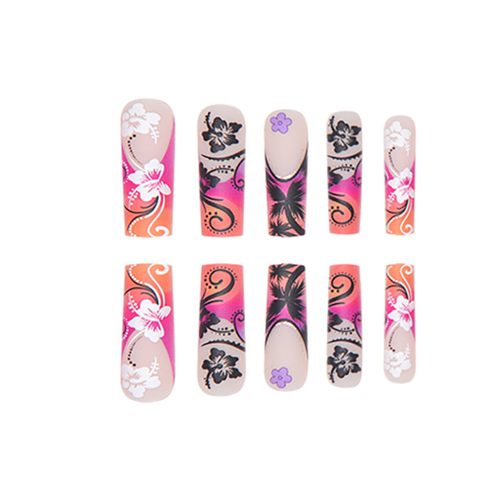 Tropical Floral Nail Art Extensions Bowlift