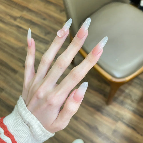 Long Stiletto Press-On Nails Set with Elegant Ombre Design Bowlift
