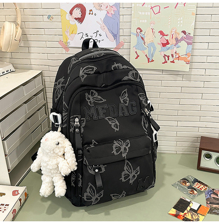 Butterfly-Embellished Multi-Pocket Backpack