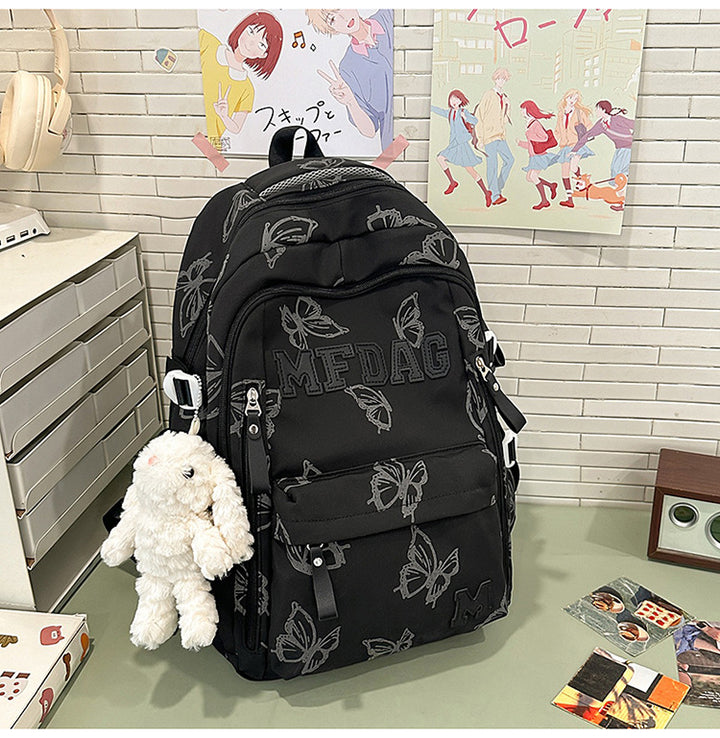 Butterfly-Embellished Multi-Pocket Backpack