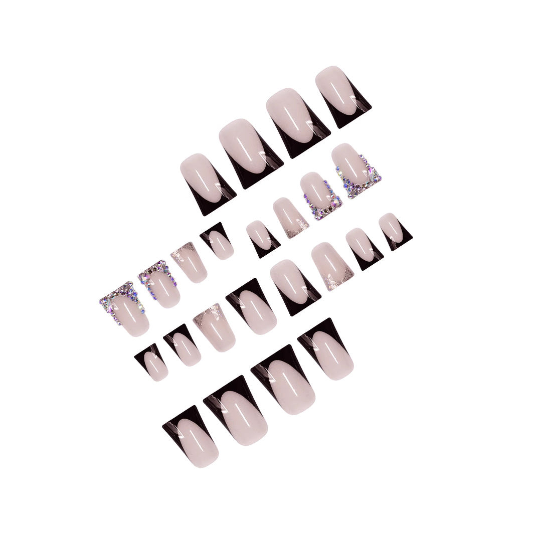 Elegant Rhinestone-Embellished Nail Extensions Bowlift
