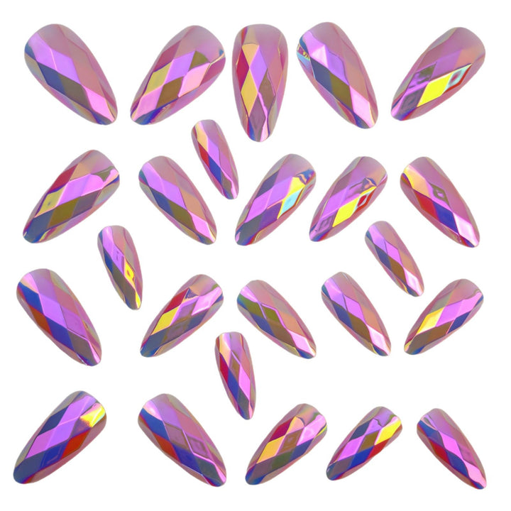 Artificial nails with geometric crystal design Bowlift