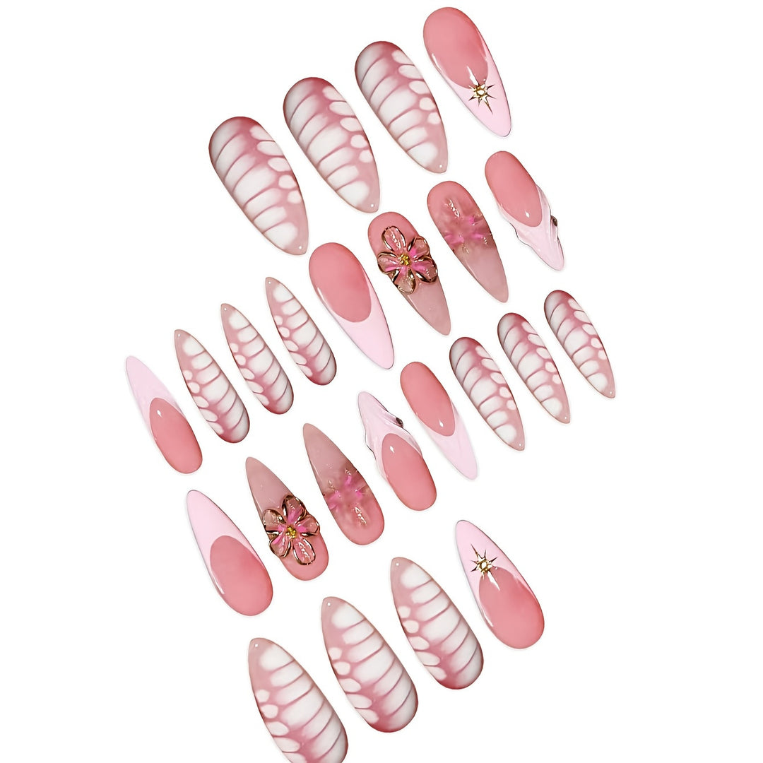 Decorative Floral Art Press-On Nails Bowlift
