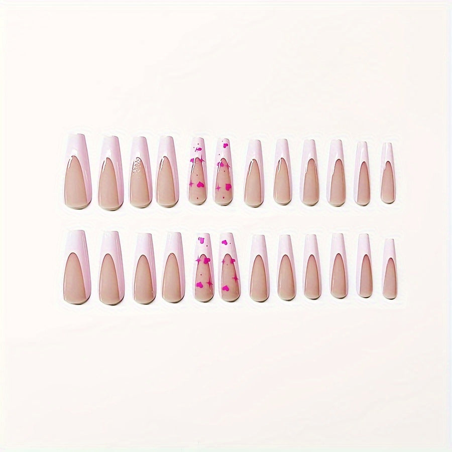 Decorative Heart-Themed Press-On Nail Art Bowlift