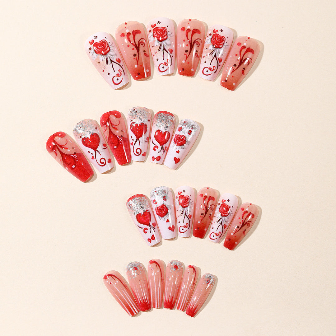 Romantic Heart-Themed Nail Art Set Bowlift