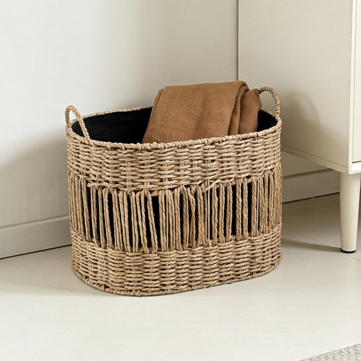 Decorative storage basket with fringes Bowlift