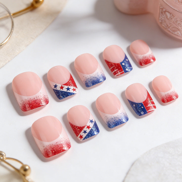 Patriotic Themed Acrylic Press-On Nails Bowlift