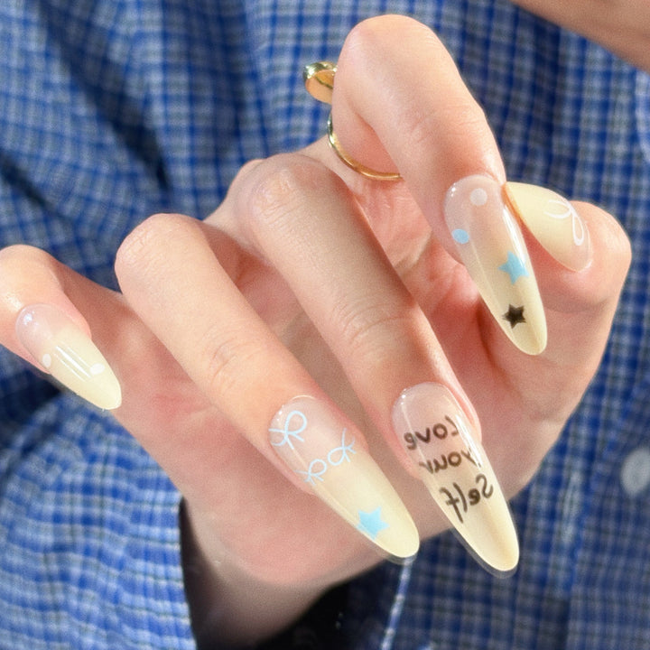 Artistic Floral Detailed Press-On Nail Set Bowlift