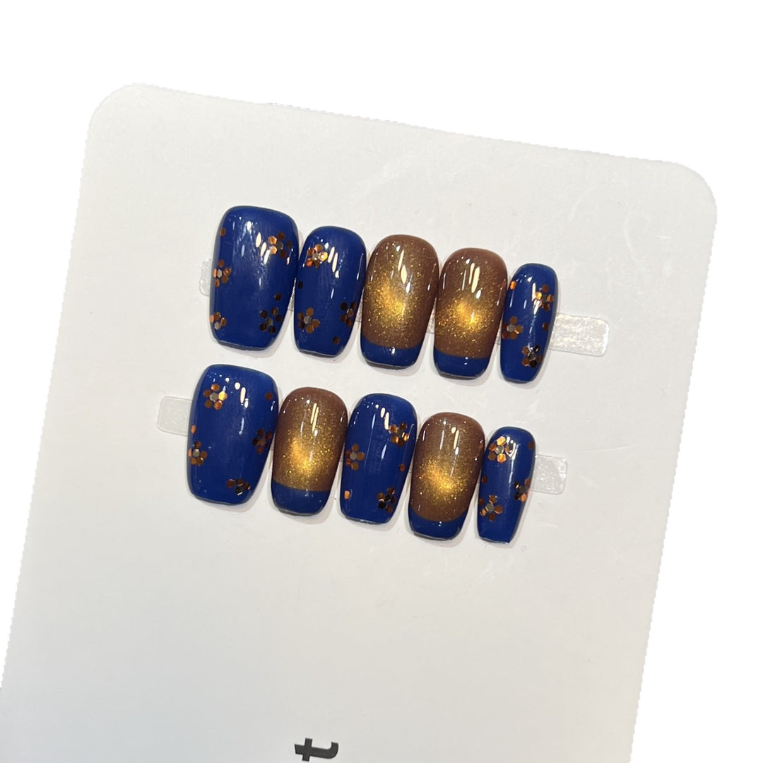 Decorative Press-On Nail Art Set with Glitter and Floral Accents Bowlift