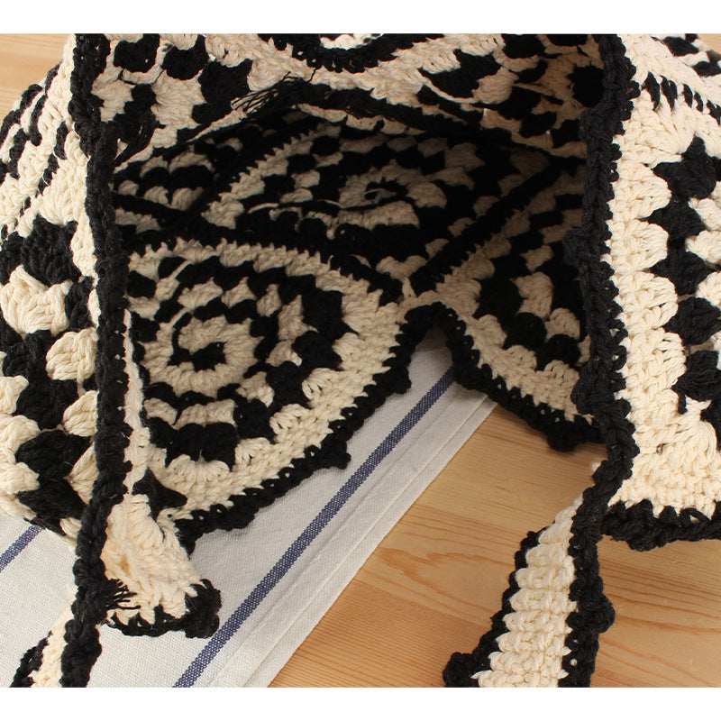 Handmade Macrame Shoulder Bag with Floral Patterns Bowlift