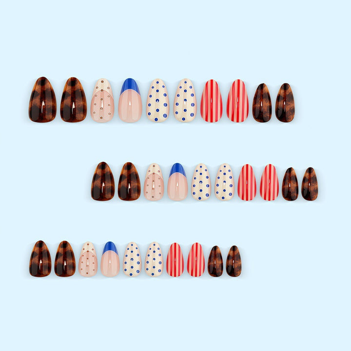 Artificial nails with modern dot and stripe design Bowlift
