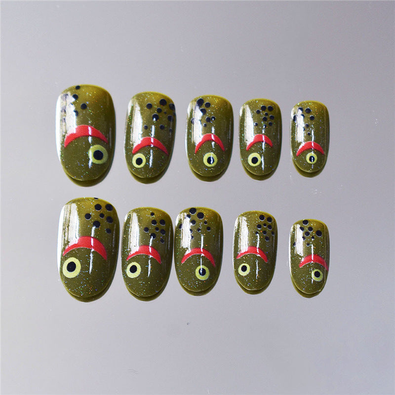 Fashionable Matte Finish Press-On Nails with Metallic Stripes Bowlift