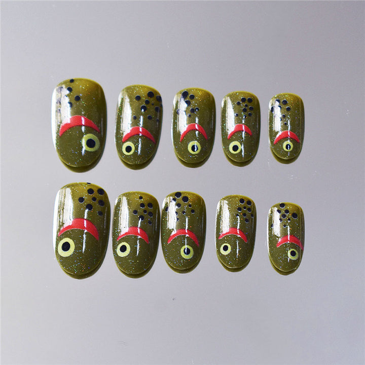 Fashionable Matte Finish Press-On Nails with Metallic Stripes Bowlift