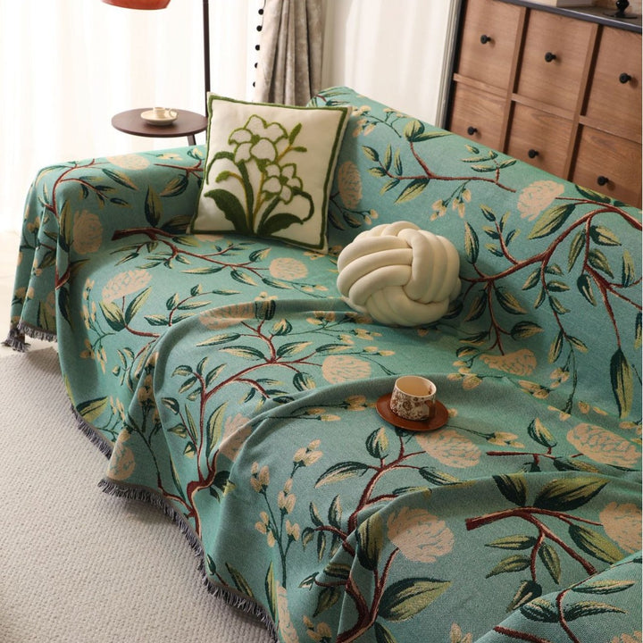 Artistic Floral Print Sofa Throw