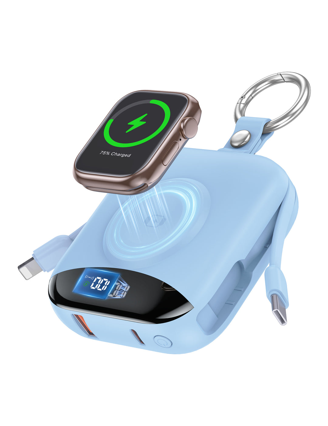 Portable inductive charger with integrated battery and LCD display Bowlift
