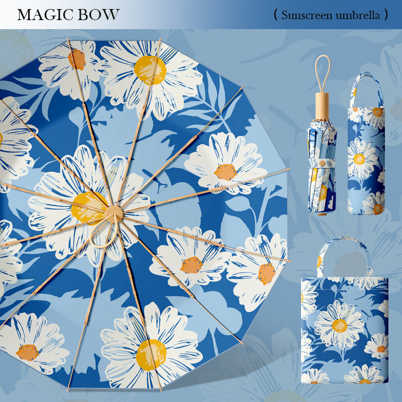 Ladies sun protection umbrella with elegant floral design Bowlift