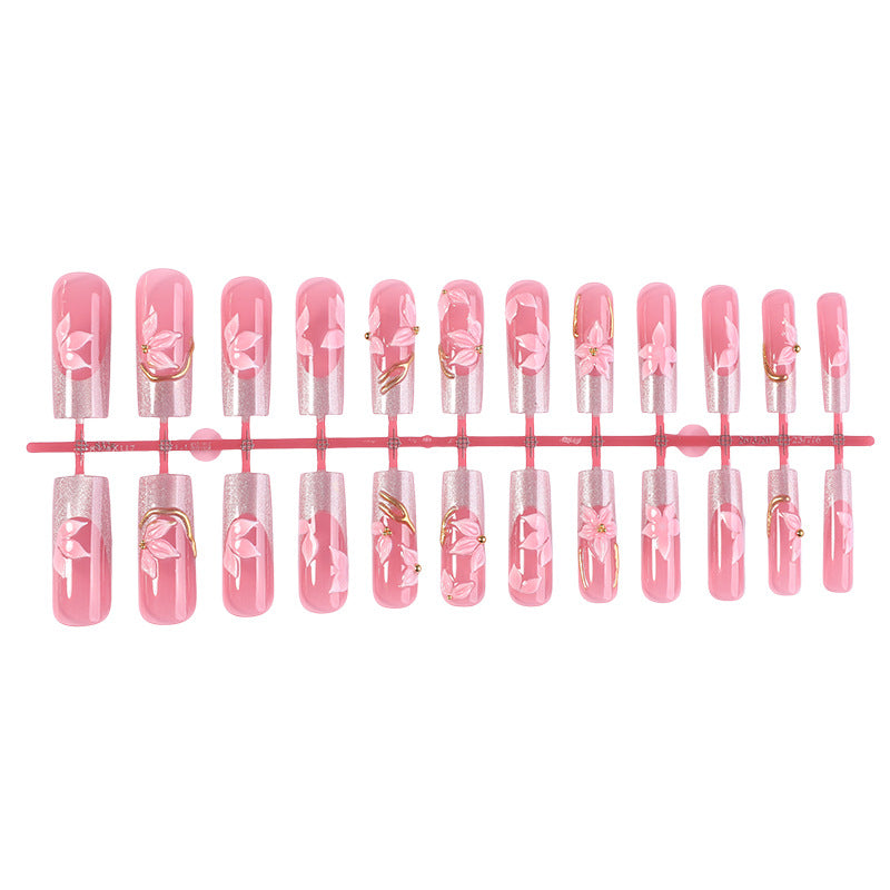 Floral Decorative Press-On Nail Set Bowlift