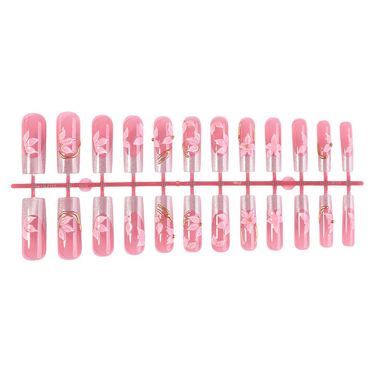 Floral Decorative Press-On Nail Set Bowlift