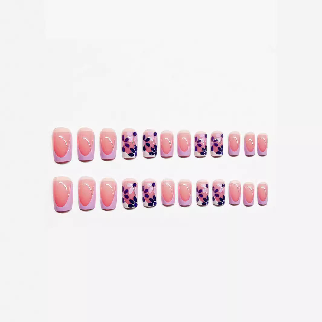 Elegant Floral Press-On Nail Enhancements Bowlift