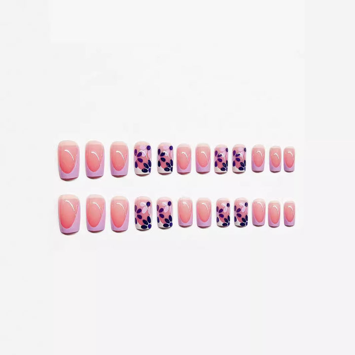 Elegant Floral Press-On Nail Enhancements Bowlift