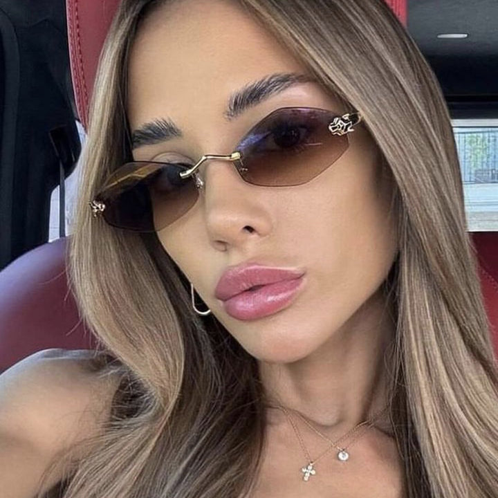 Women's geometric sunglasses with double metal frame and protective lenses Bowlift